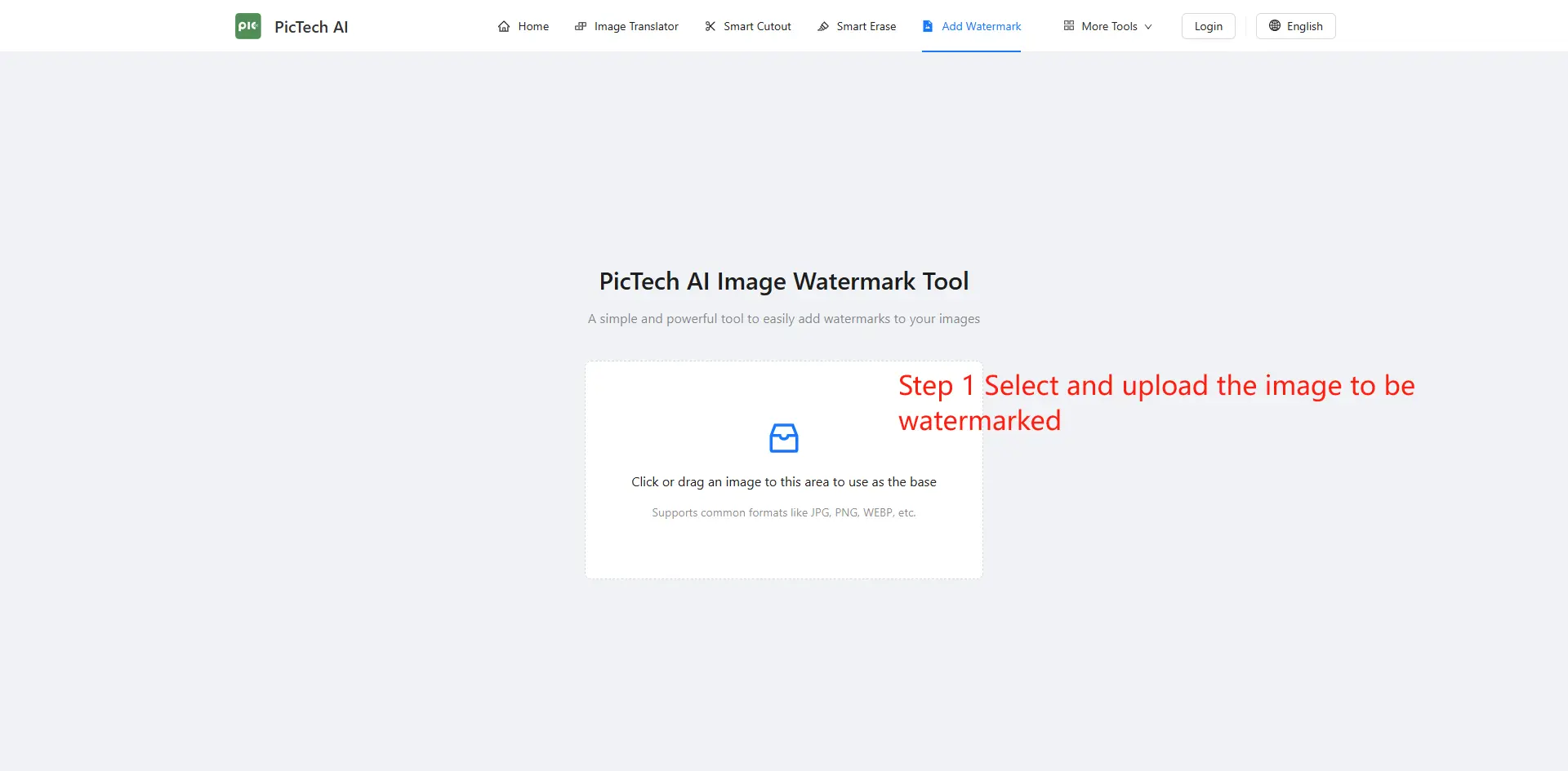 Step 1: Upload a single image to add a watermark online